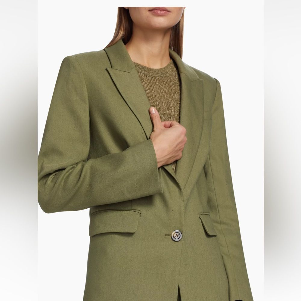 Veronica Beard Sevi Linen-Blend Blazer in Bright Army Size 8 NWT